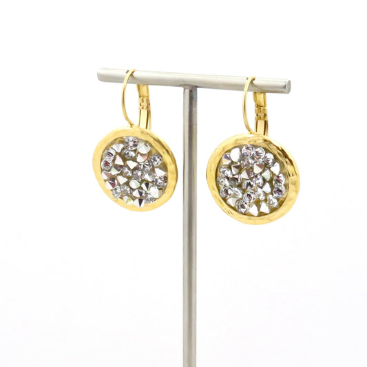 Gold Sparkly Earrings | Multi Crystal Gold Earrings | Gold Silver Crystal Earrings | Sparkly Cocktail Earrings | Lever Back Earrings
