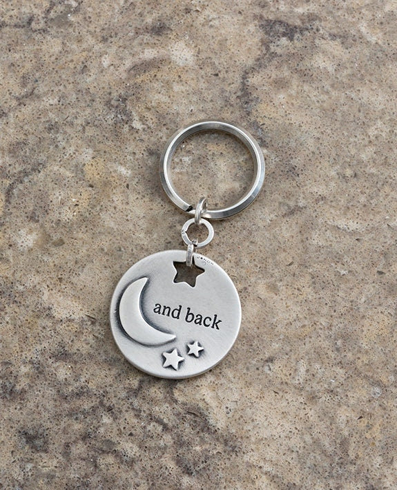 Love You Keychain, Inspirational Keyring, Moon Keyring, To the Moon Keyring, Teen Gift, Love Keychain, Silver Keychain, Silver Moon Keychain