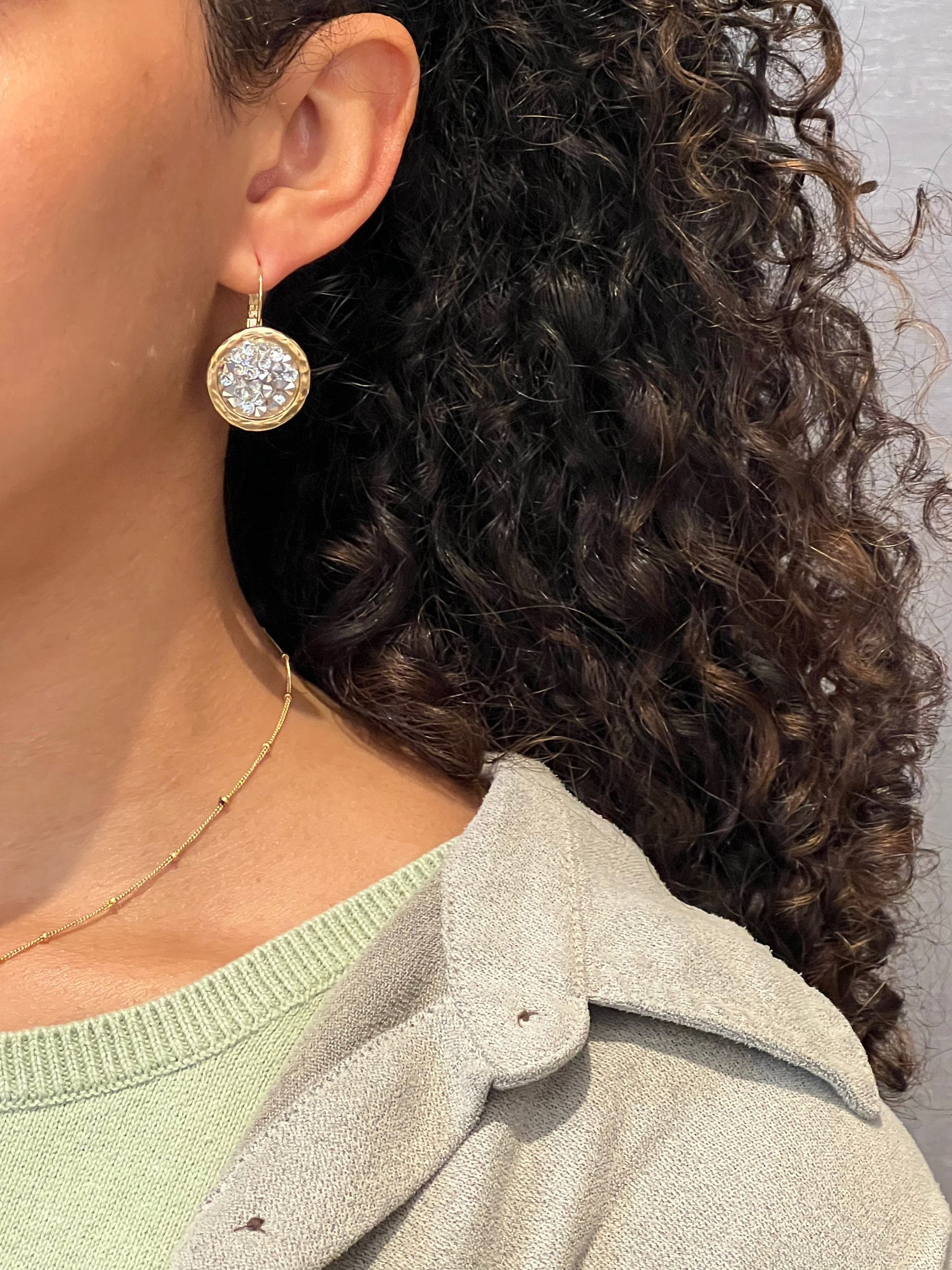 Gold Sparkly Earrings | Multi Crystal Gold Earrings | Gold Silver Crystal Earrings | Sparkly Cocktail Earrings | Lever Back Earrings