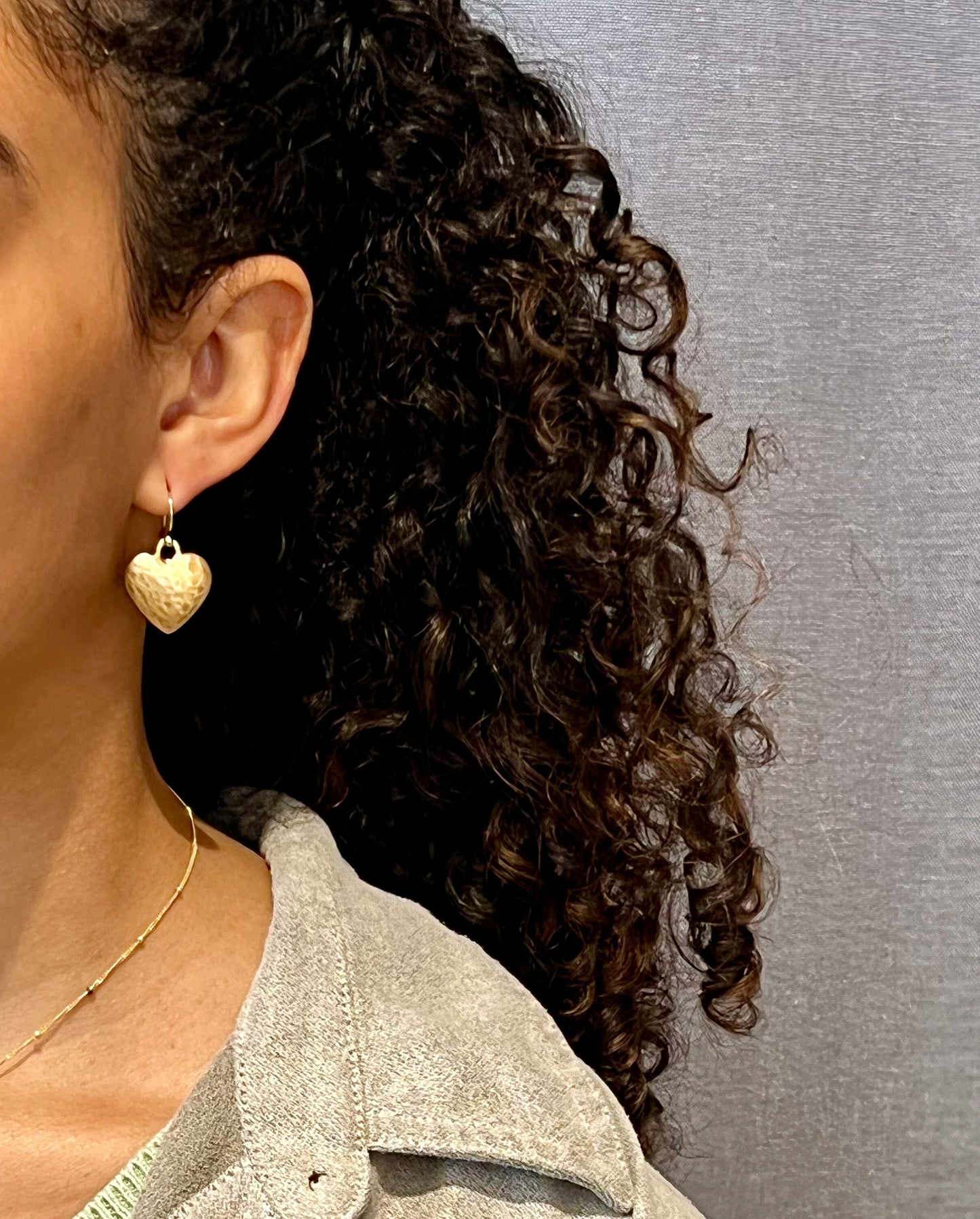 Brushed Gold Heart Earrings, Bronze Heart Earrings, Hammered Heart Earrings, Matte Gold Hearts, Brushed Heart Earrings | Hammered Gold Heart