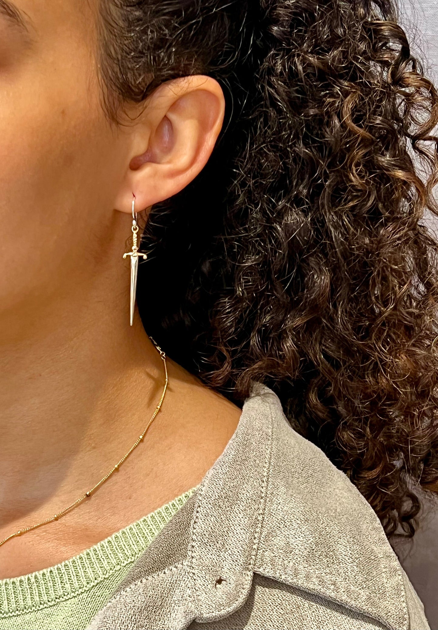 Sword Earrings | Sterling Sword Earrings| Two Tone Dagger Earrings | Silver Gold Sword Earrings| Silver Daggers | Sterling Sword Earrings