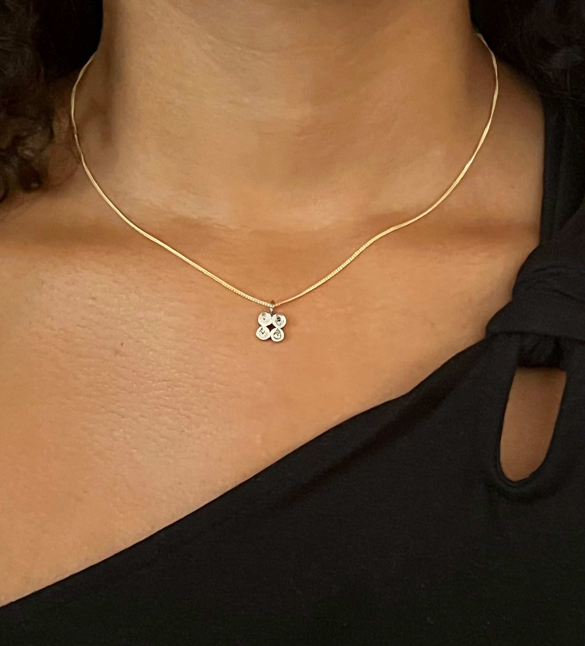 Minimal Two Tone Necklace | Sterling Spiral Pendant | Mixed Metal Delicate Necklace | Minimal Silver Gold Necklace | Everyday Necklace