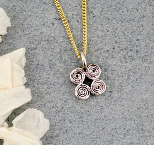 Minimal Two Tone Necklace | Sterling Spiral Pendant | Mixed Metal Delicate Necklace | Minimal Silver Gold Necklace | Everyday Necklace