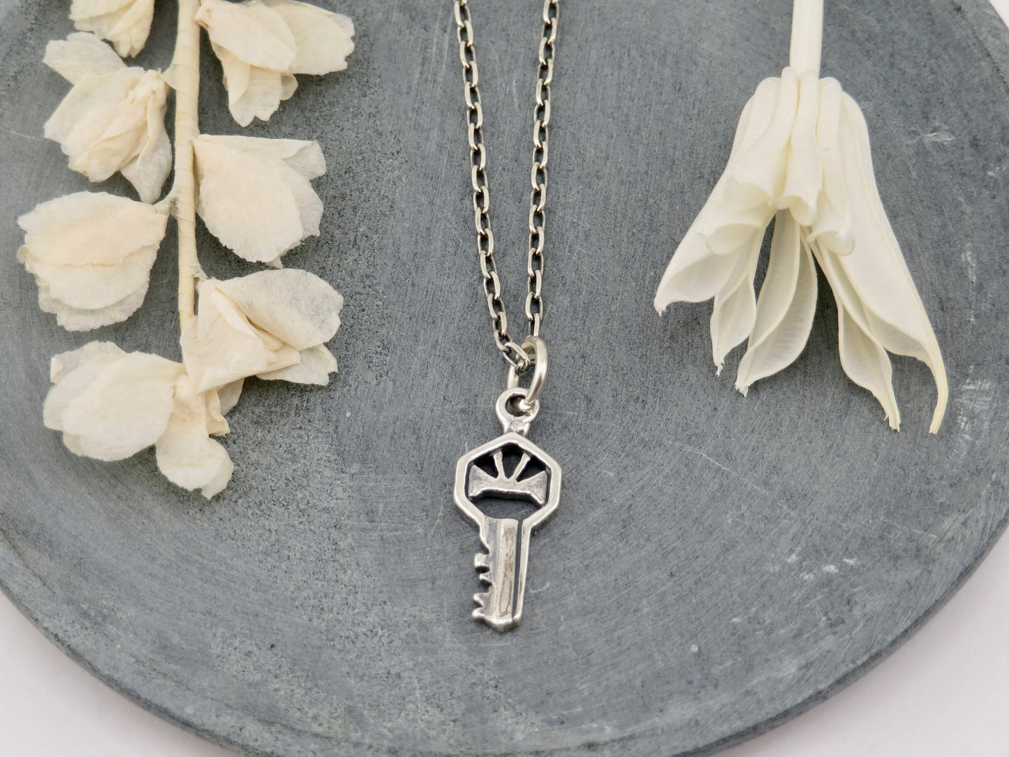 Silver Key Necklace | Sterling Key Pendant | Silver Rustic Key | Sterling Lock Key | Silver Skeleton Key Pendant