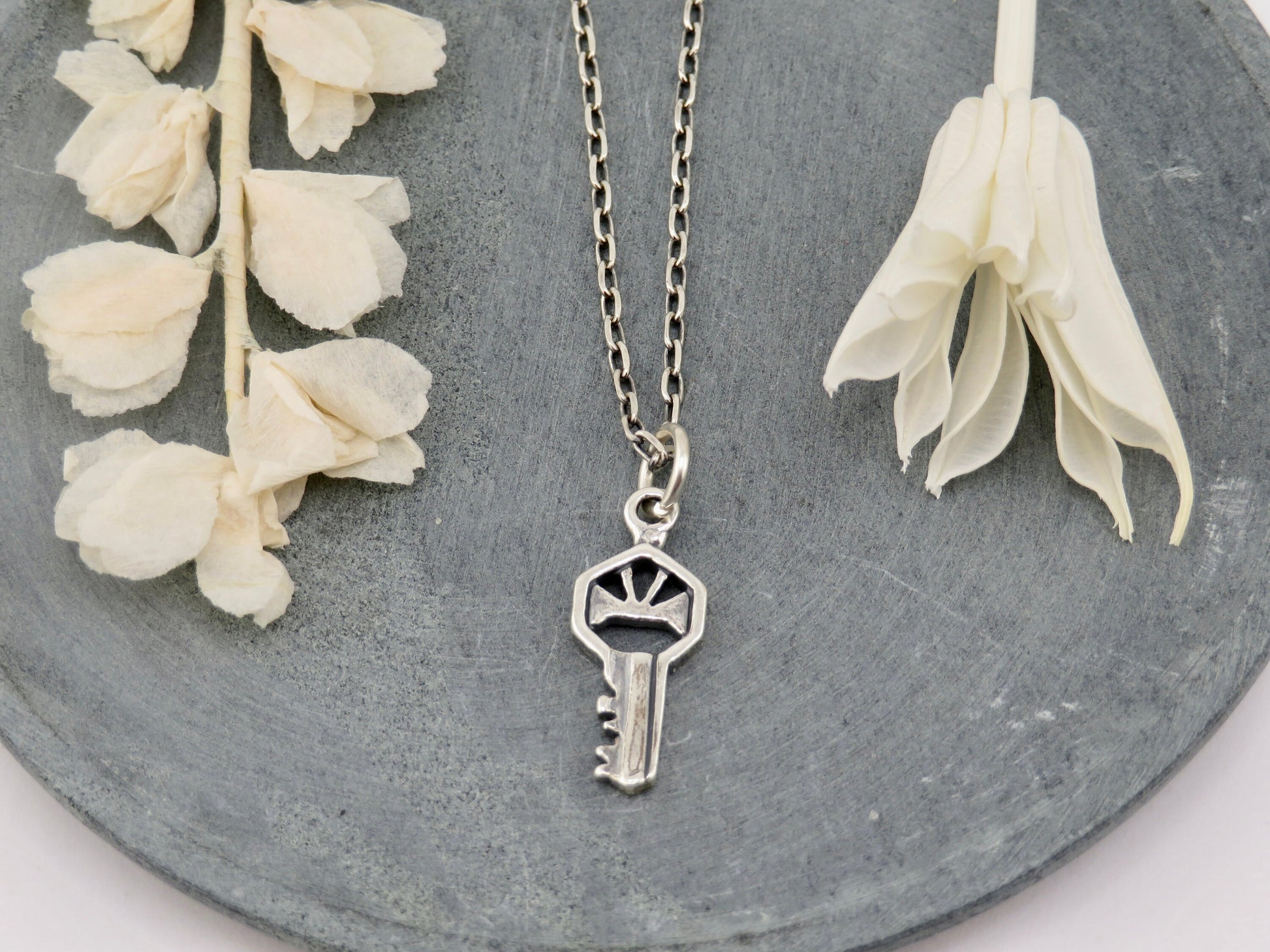 Silver Key Necklace | Sterling Key Pendant | Silver Rustic Key | Sterling Lock Key | Silver Skeleton Key Pendant