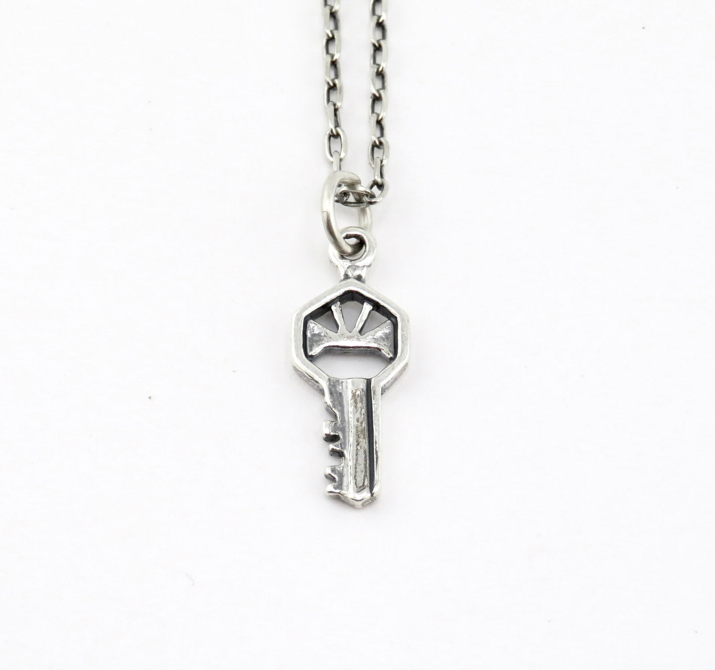 Silver Key Necklace | Sterling Key Pendant | Silver Rustic Key | Sterling Lock Key | Silver Skeleton Key Pendant