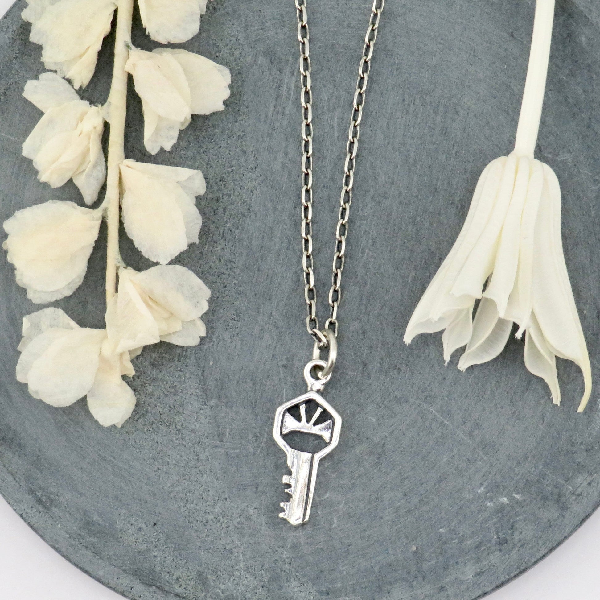 Silver Key Necklace | Sterling Key Pendant | Silver Rustic Key | Sterling Lock Key | Silver Skeleton Key Pendant
