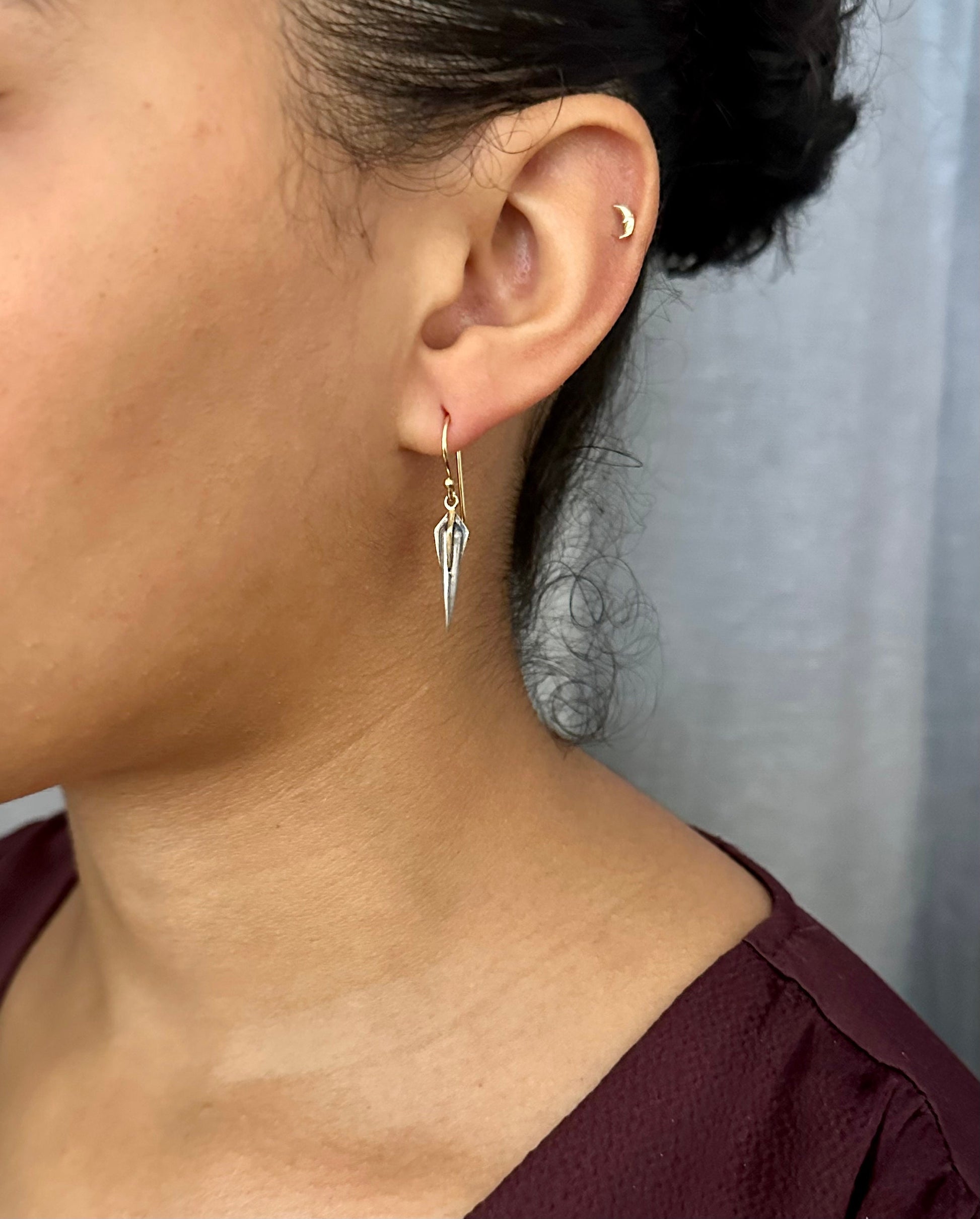 Two Tone Spike Earrings | Gold Silver Spikes | Mixed Metal Earrings | Sterling Spike Earrings | Two Tone Sterling Earrings | Clawed Earrings