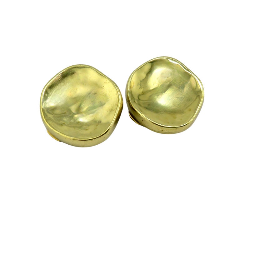 Hammered Gold Clip on Earrings | Gold Round Clips Earrings | Hammered matte gold Clip On earrings
