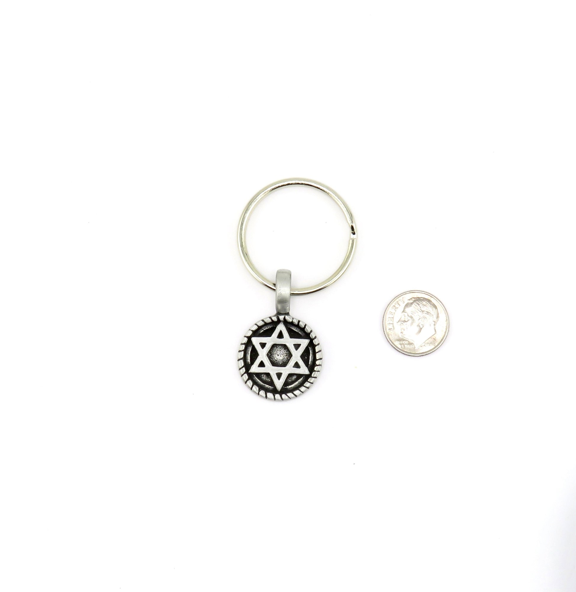 Jewish Star Keyring | Star David Keychain | Silver Judaic Keyring | Silver Jewish Star Keyring | Judaic Star Gift | Jewish Star Key Chain
