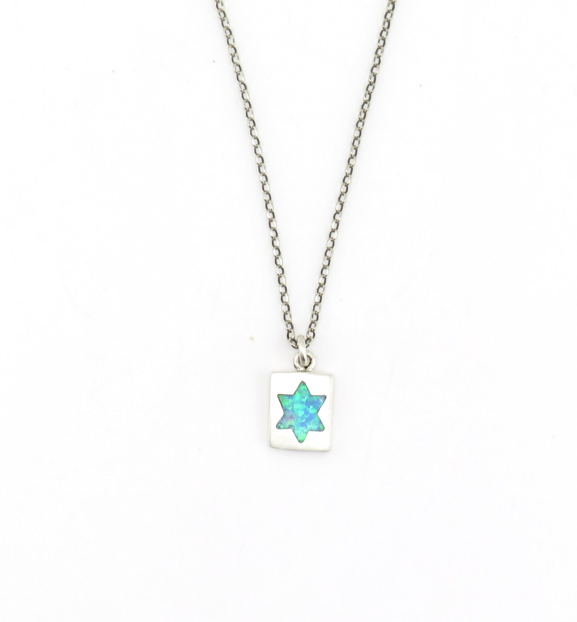 Jewish Star Necklace | Star of David Necklace | Sterling Opal Star Pendant | Judaic Necklace | Opal Jewish Star Necklace | Inlaid Opal Star