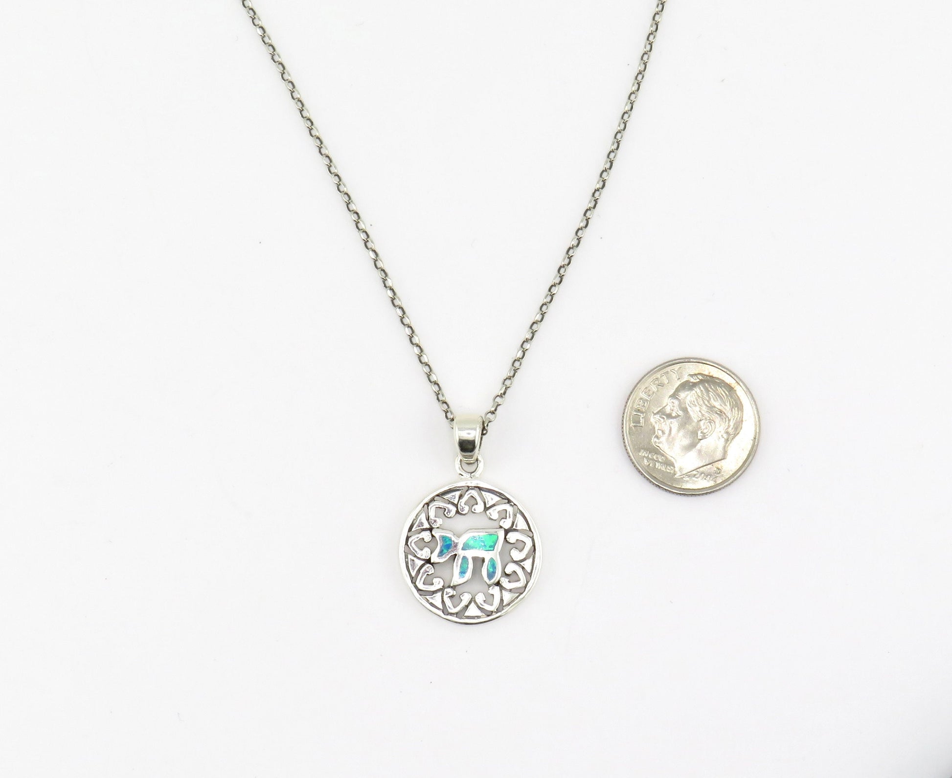 Jewish Star Necklace | Star of David Necklace | Sterling Opal Star Pendant | Silver Chai Star Necklace | Judaic Necklace | Chai Star Pendant
