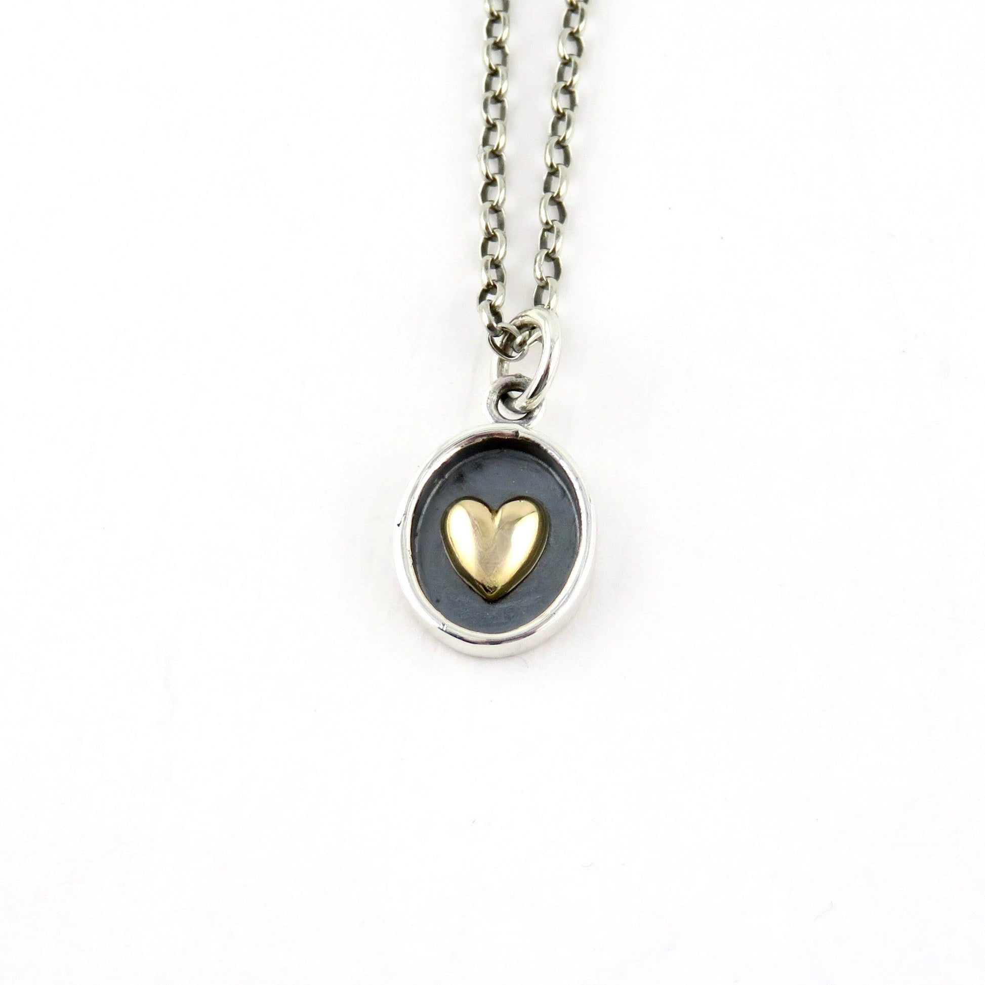 Two Tone Heart Necklace | Silver Gold Heart Necklace | Mixed Metal Heart Necklace | Sterling Heart Necklace | Framed Heart Pendant