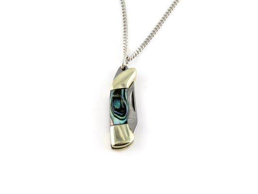 Small knife necklace, mini pocketknife necklace, abalone knife necklace, small pocketknife necklace, knife necklace, small knife pendant