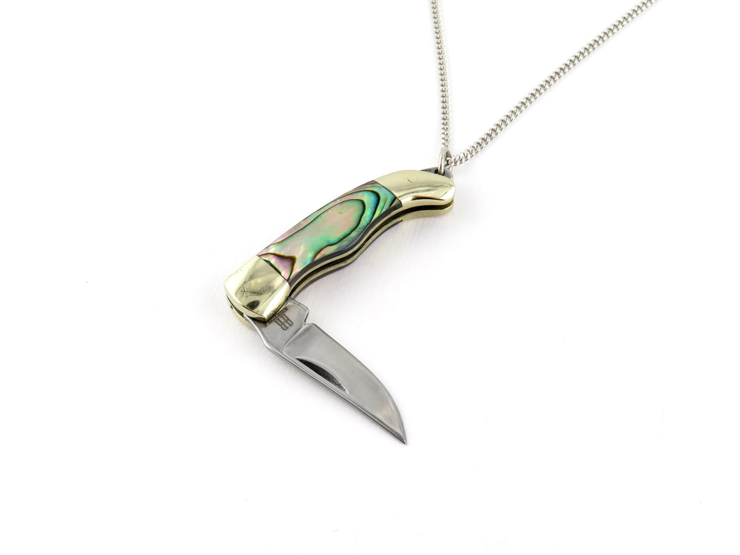 Abalone knife necklace, small pocketknife necklace, mini knife necklace, small pocketknife necklace, knife jewelry, small knife pendant