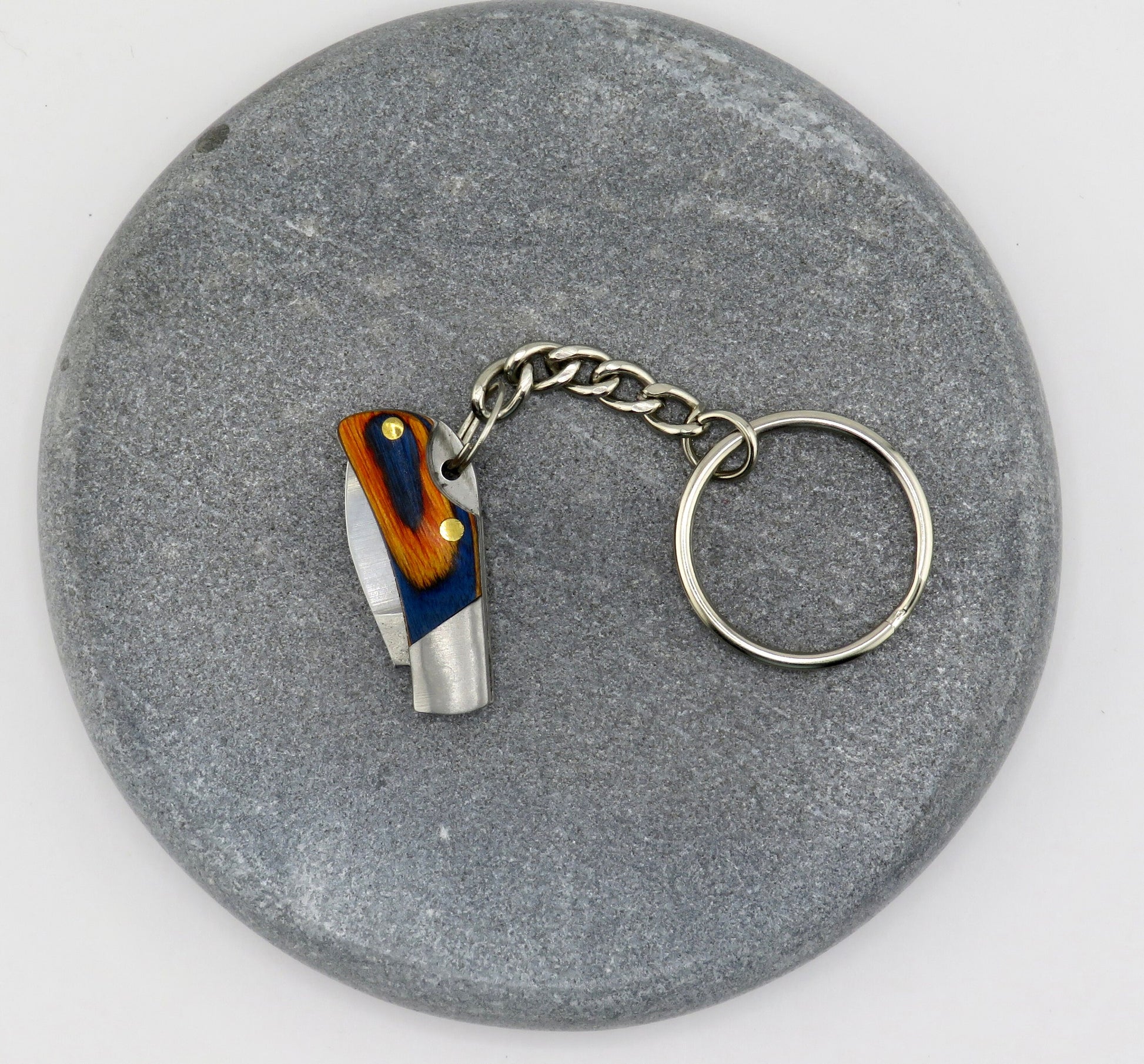 small wood knife keychain| keychain knife | mini knife keyring | small knife keychain | mini wood knife keyring | orange blue knife keyring