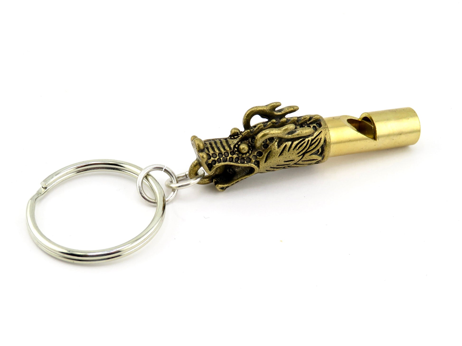 Dragon Whistle Keychain | Dragon Whistle Keyring | Brass Dragon Whistle | Brass Dragon Keyring | Gold Dragon Keychain | Dragon Whistle Gift
