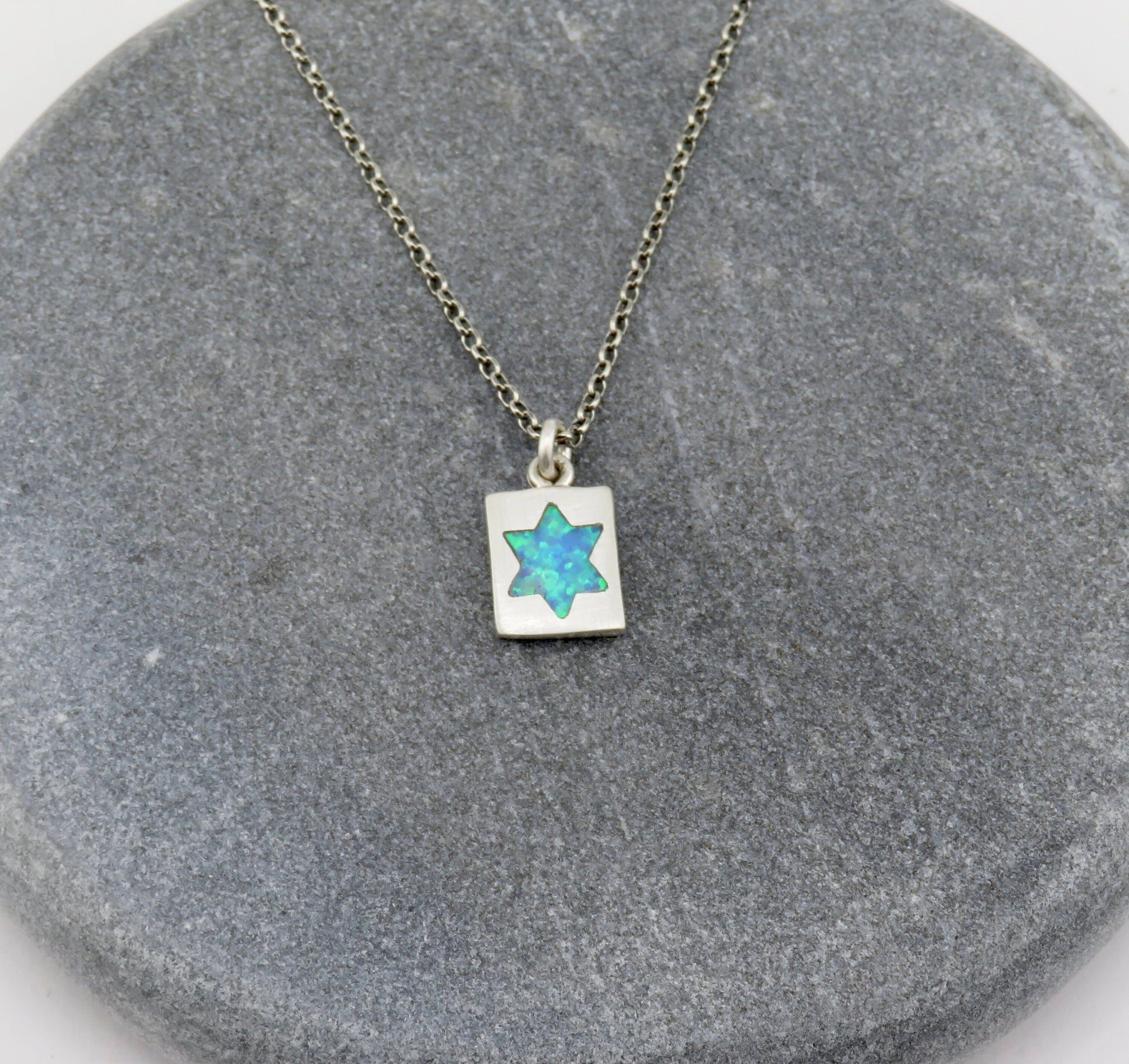 Jewish Star Necklace | Star of David Necklace | Sterling Opal Star Pendant | Judaic Necklace | Opal Jewish Star Necklace | Inlaid Opal Star