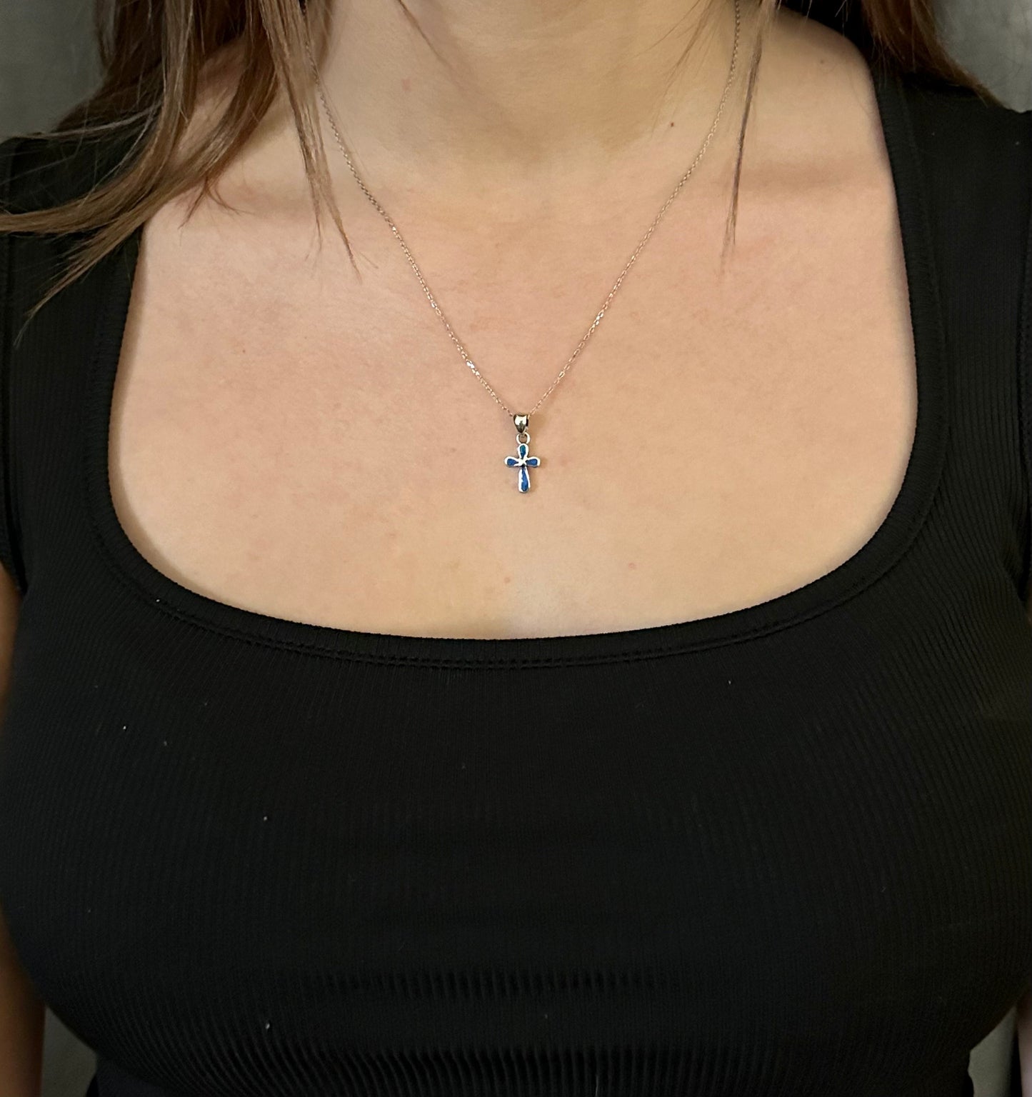 Sterling Opal Cross Necklace | Silver Cross Opal Pendant | Cross Necklace | Sterling Cross Jewelry | Opal Cross Gift | Inlaid Opal Cross