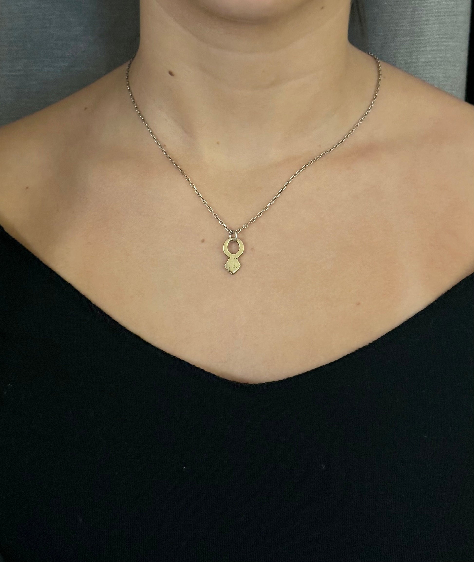 Rustic Silver Necklace | Simple Silver Necklace | Unique Geo Silver Pendant | Natural Silver Necklace | Tribal Sterling Necklace | Keyhole