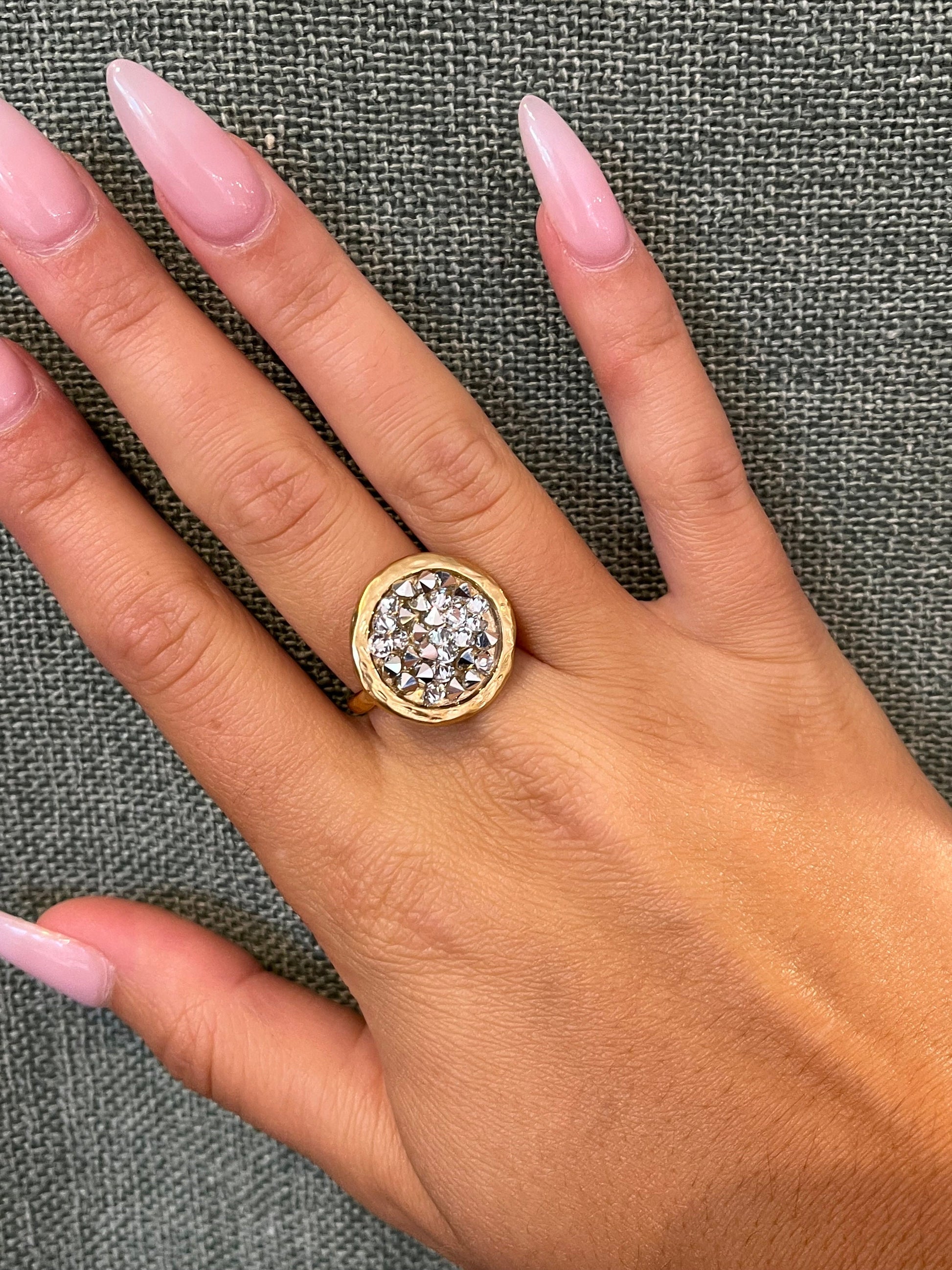 Gold Sparkly Ring | Multi Crystal Gold Ring | Gold and Silver Crystal Ring | Multi Sparkles Gold Ring | Sparkly Cocktail Ring
