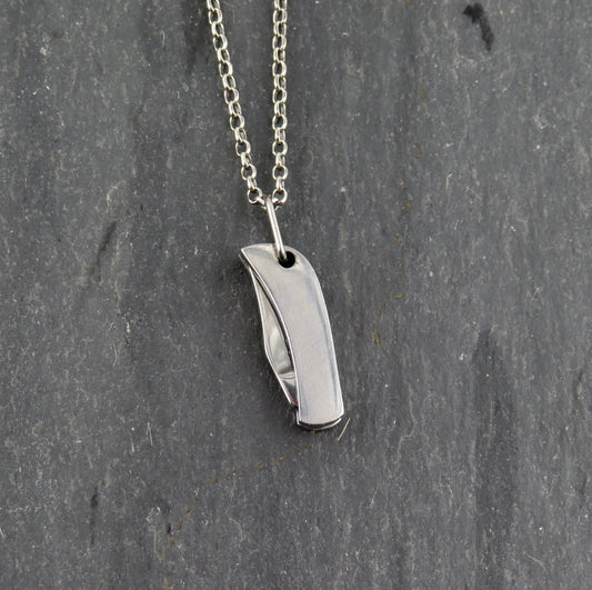 Tiny knife necklace | mini knife pendant | small silver knife necklace | small pocketknife pendant | tiny silver knife necklace | mini knife
