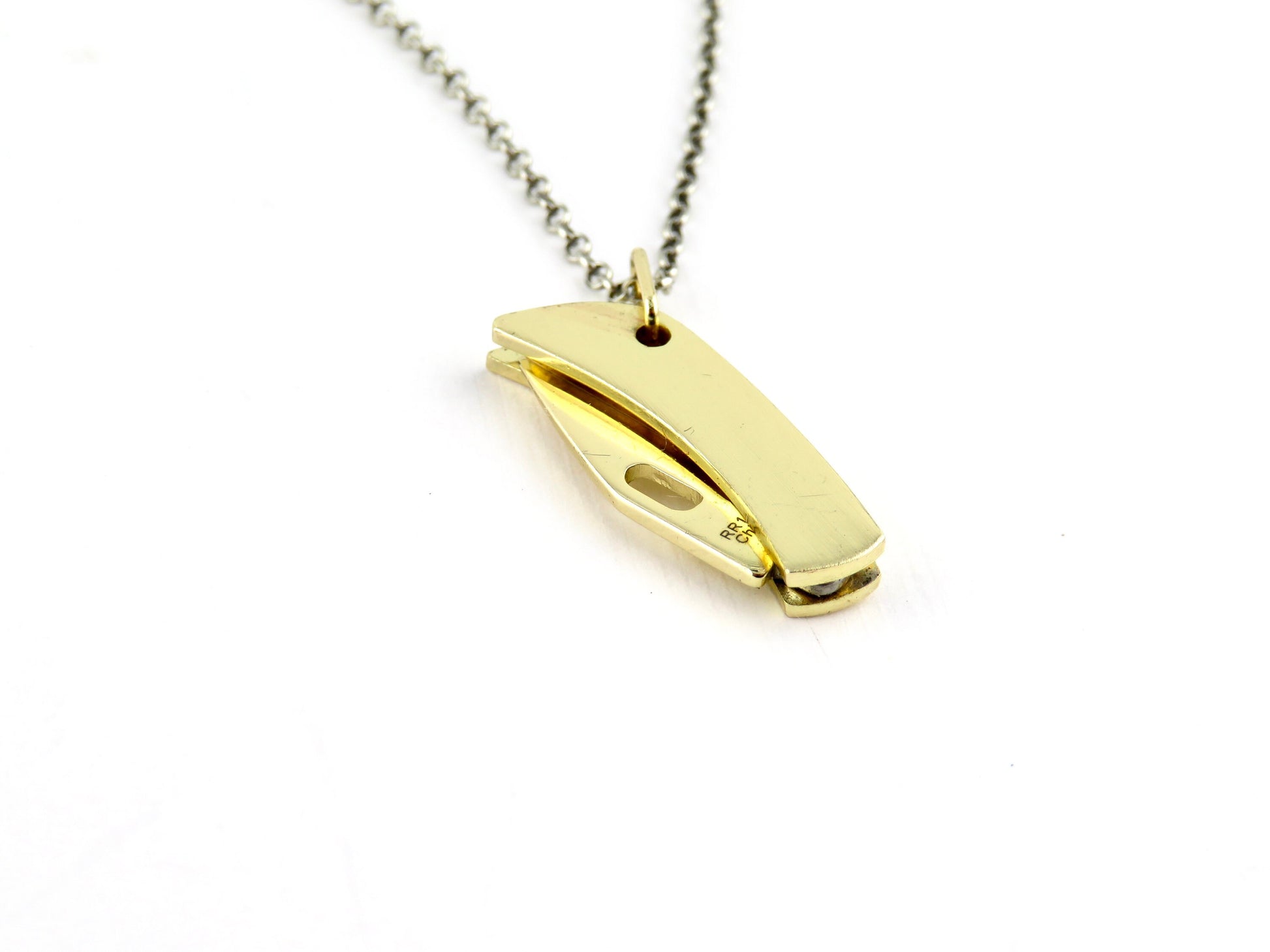 Small Knife necklace | Mini knife pendant | Little gold knife necklace | small pocketknife pendant | brass knife jewelry | mini brass knife