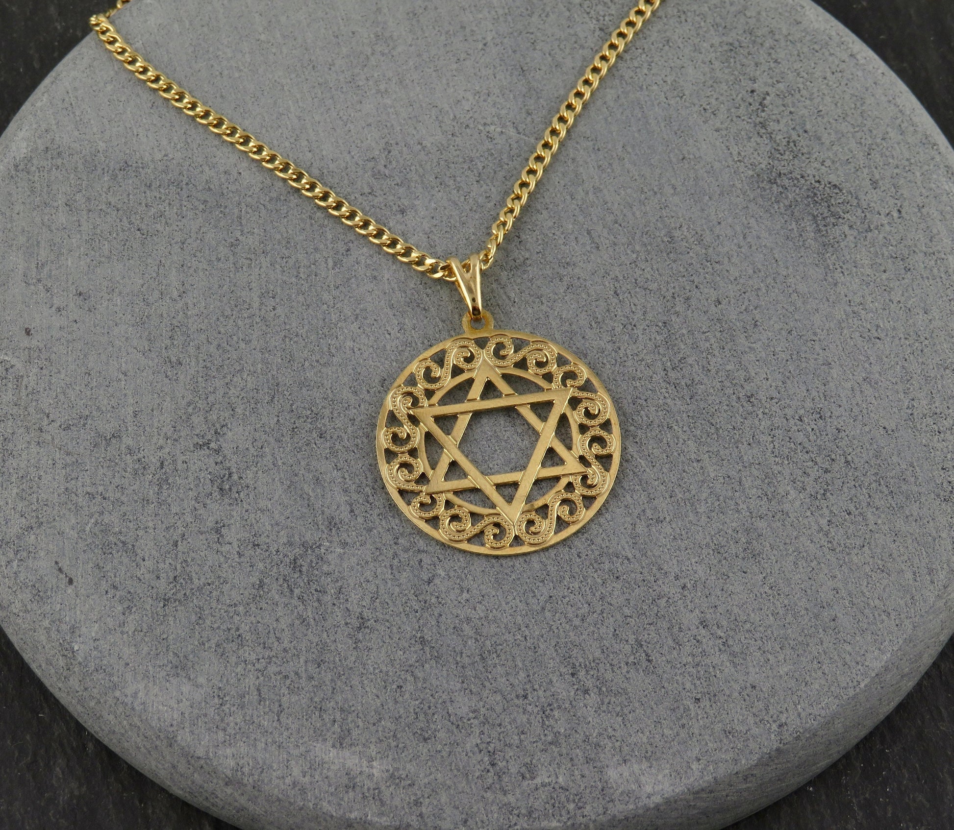 Gold Jewish Star Necklace | Floral Star of David Necklace | Gold Filled Magen David Pendant | Judaica | Gold Filled Fancy Jewish Star