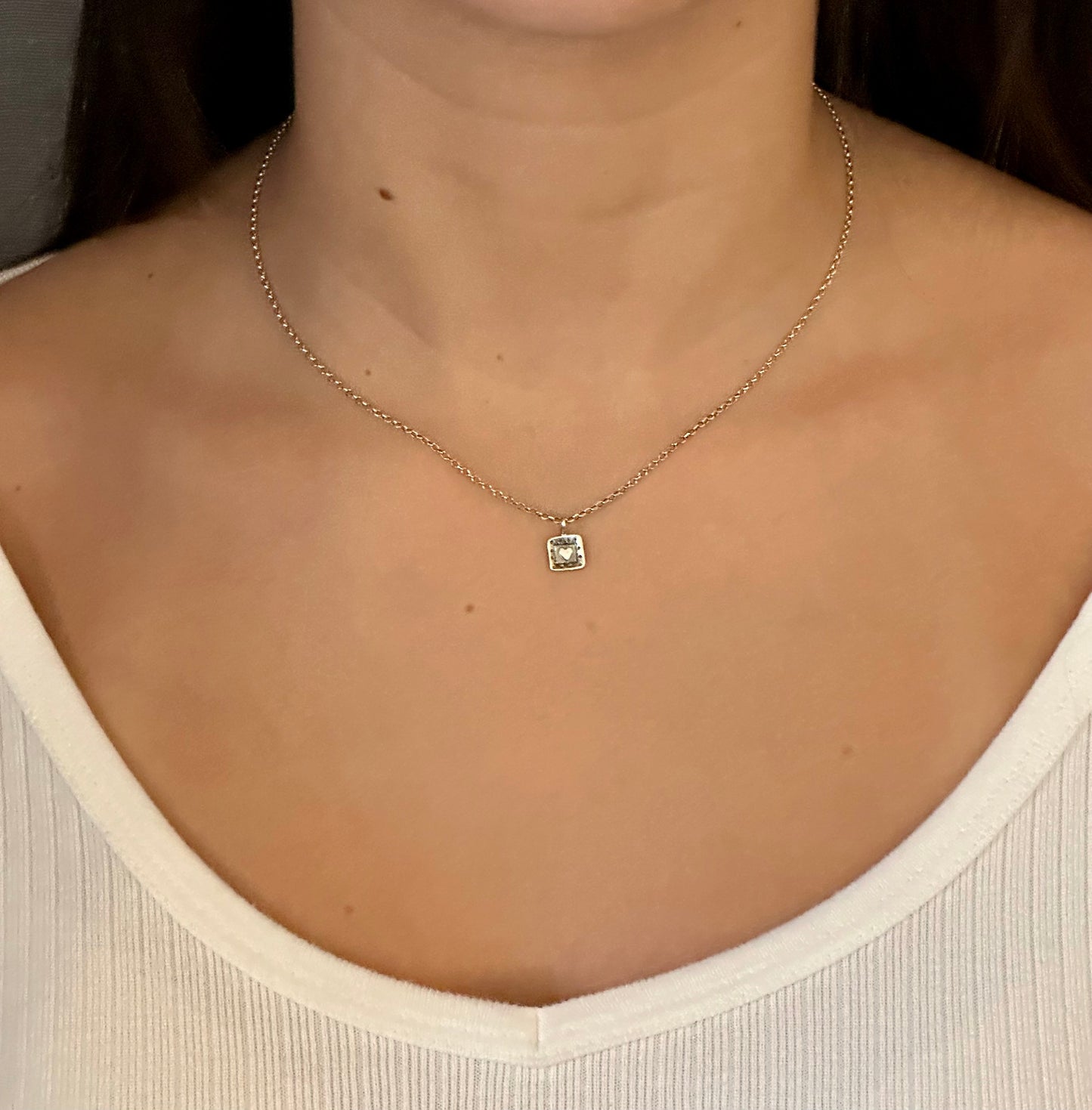 Heart Necklace, Silver Heart Necklace, Simple Heart Necklace, Minimal Heart Necklace, Sweetheart Necklace, Heart Imprint, Girl Necklace