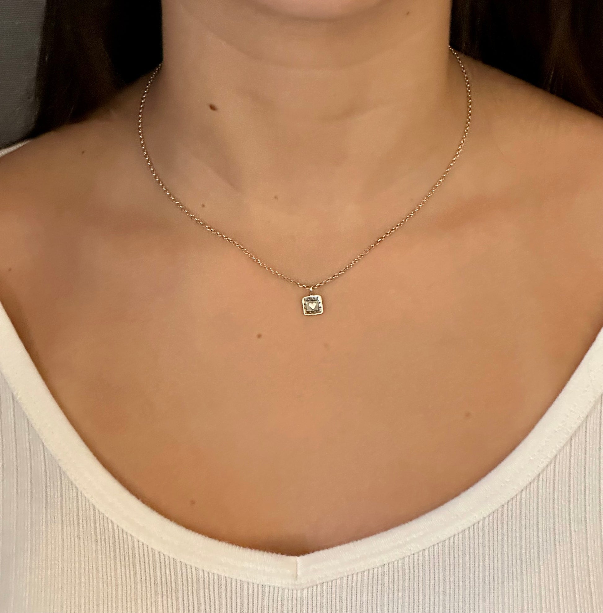 Heart Necklace, Silver Heart Necklace, Simple Heart Necklace, Minimal Heart Necklace, Sweetheart Necklace, Heart Imprint, Girl Necklace