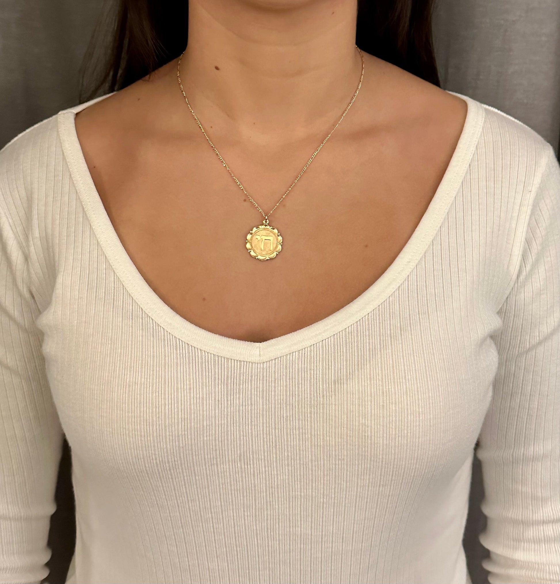 Gold Chai Necklace | Fancy Chai Pendant | Gold Filled Life Pendant | Judaica | Gold Chai Medallion | Gold Filled Jewish Medallion