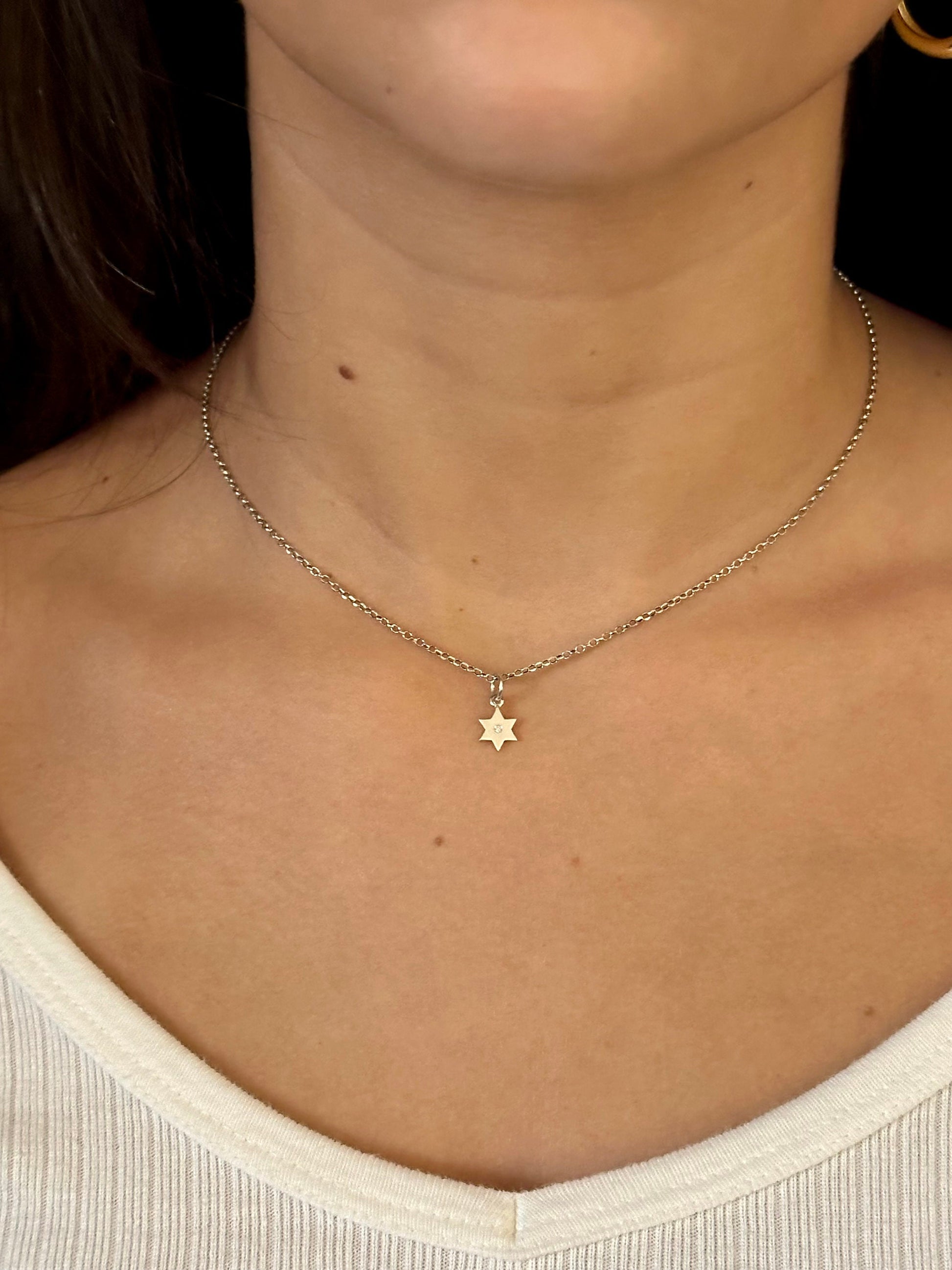 Jewish Star Necklace, Judaic Necklace, Bat Mitzvah Gift, Magen David Necklace, Star David Necklace, Spiritual Gift, Diamond Star Necklace