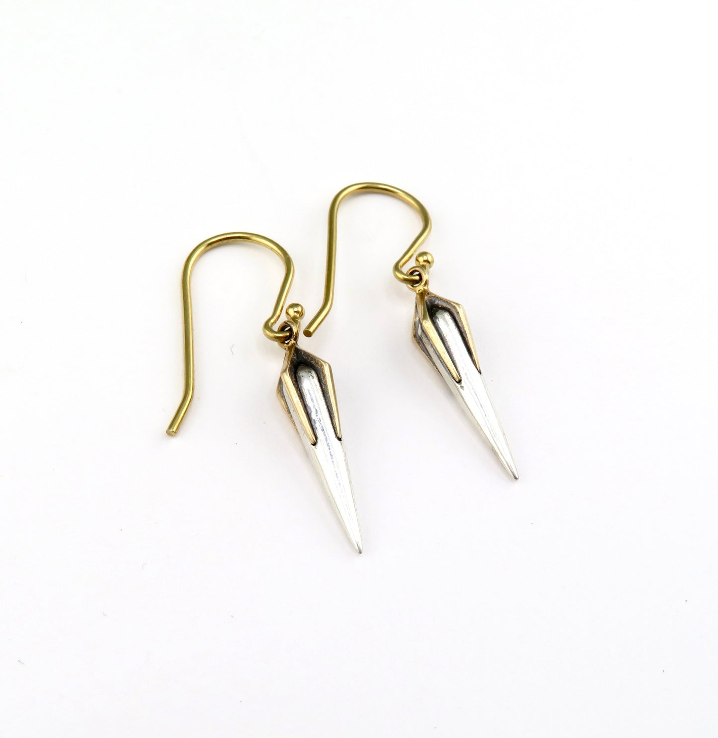 Two Tone Spike Earrings | Gold Silver Spikes | Mixed Metal Earrings | Sterling Spike Earrings | Two Tone Sterling Earrings | Clawed Earrings