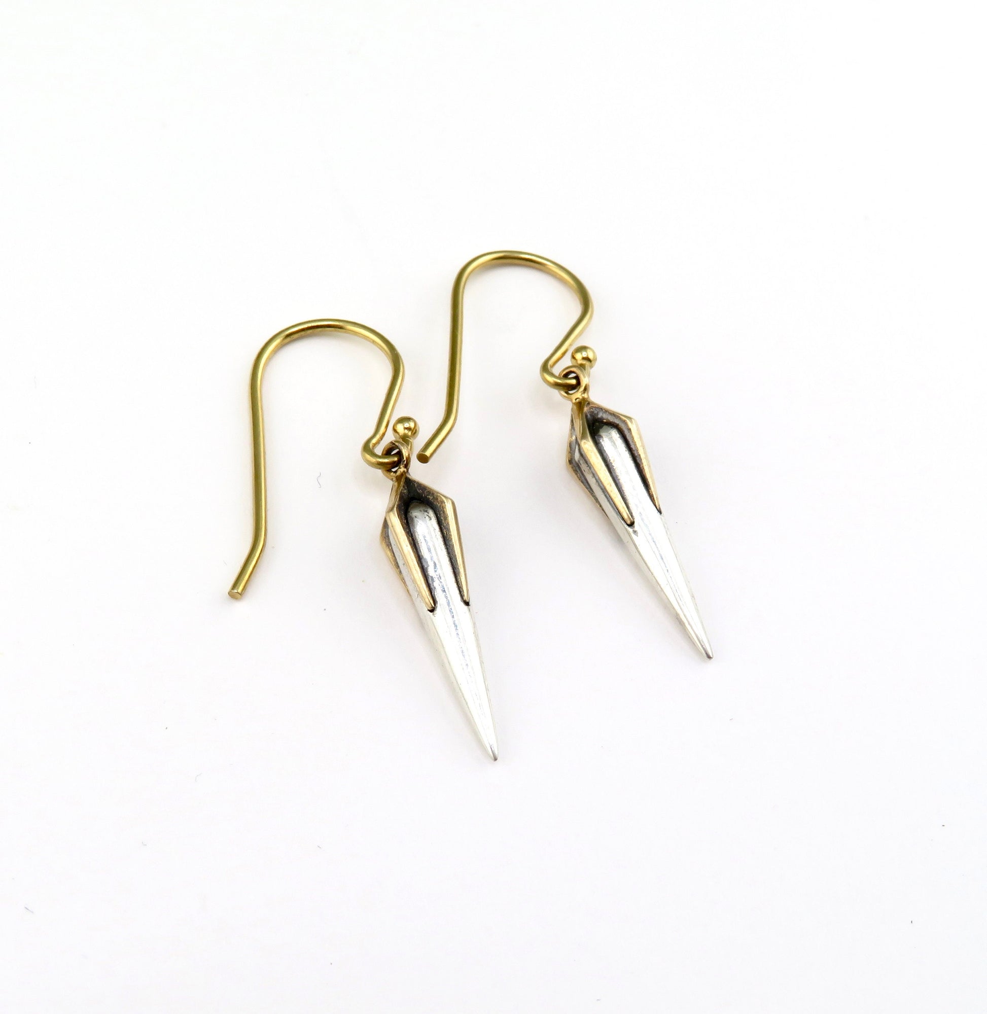 Two Tone Spike Earrings | Gold Silver Spikes | Mixed Metal Earrings | Sterling Spike Earrings | Two Tone Sterling Earrings | Clawed Earrings