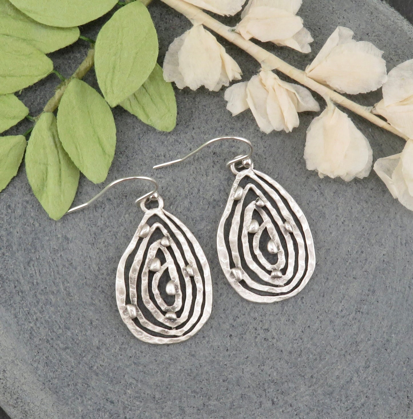 Silver Drop Earrings | Unique Silver Earrings | Abstract Earrings | Wavy Silver Earrings | Lightweight Silver Earrings | Tear Drop Earrings