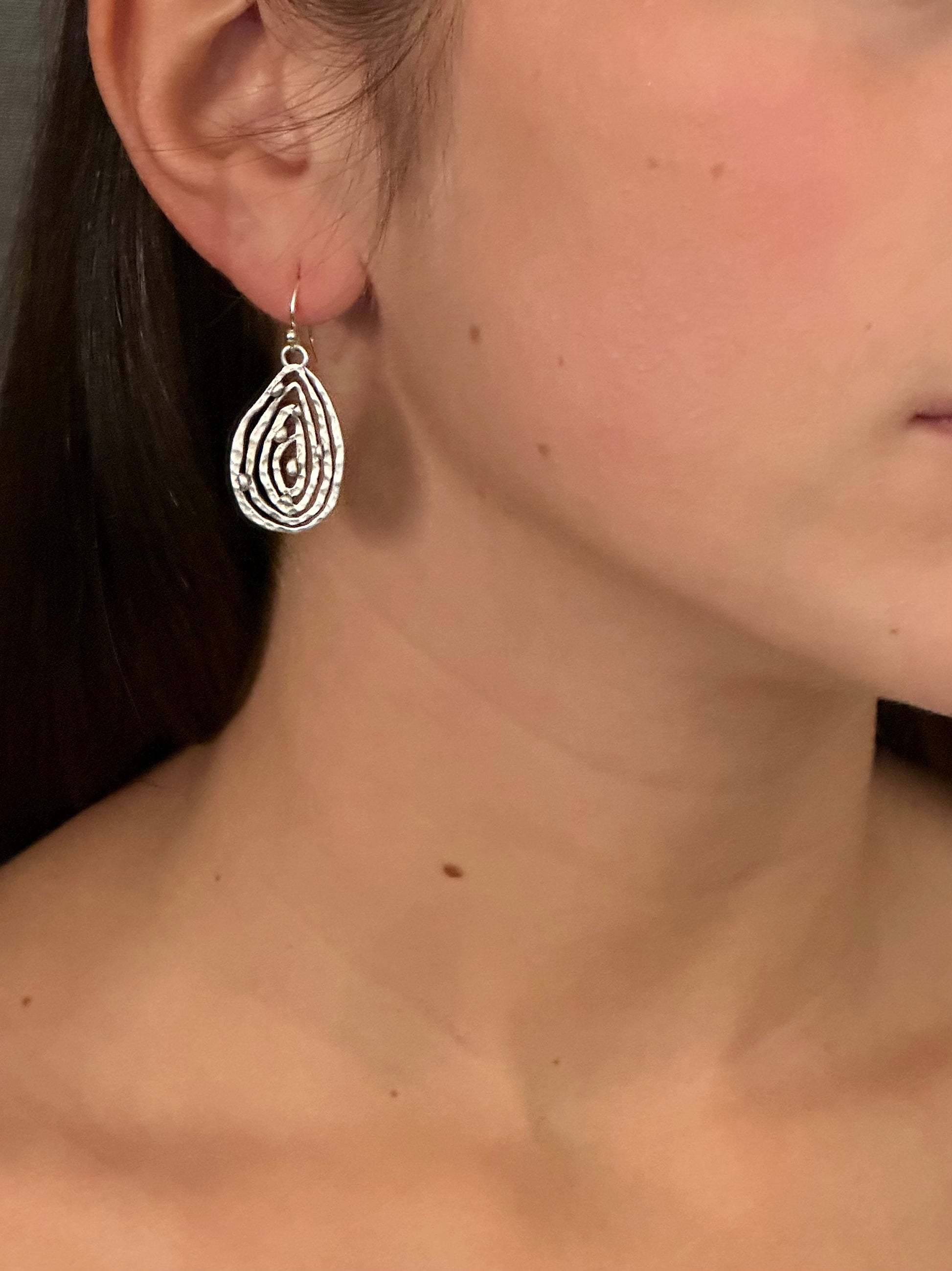 Silver Drop Earrings | Unique Silver Earrings | Abstract Earrings | Wavy Silver Earrings | Lightweight Silver Earrings | Tear Drop Earrings