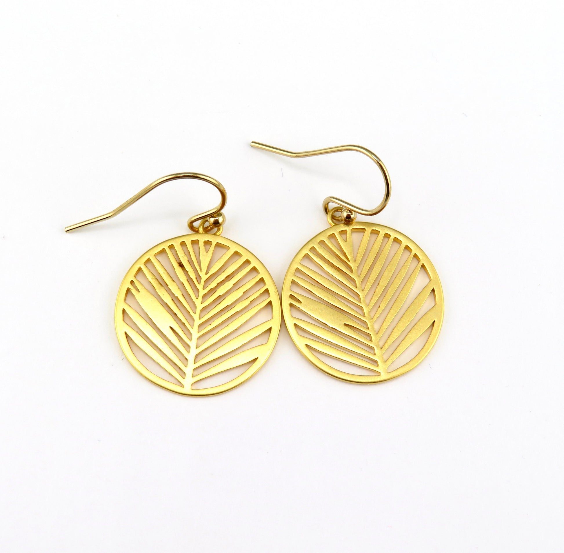 Gold Leaf Earrings | Lightweight Gold Earrings | Gold Laser Cut Leaf Earrings | Hanging Leaves Earrings | Open Nature Earrings