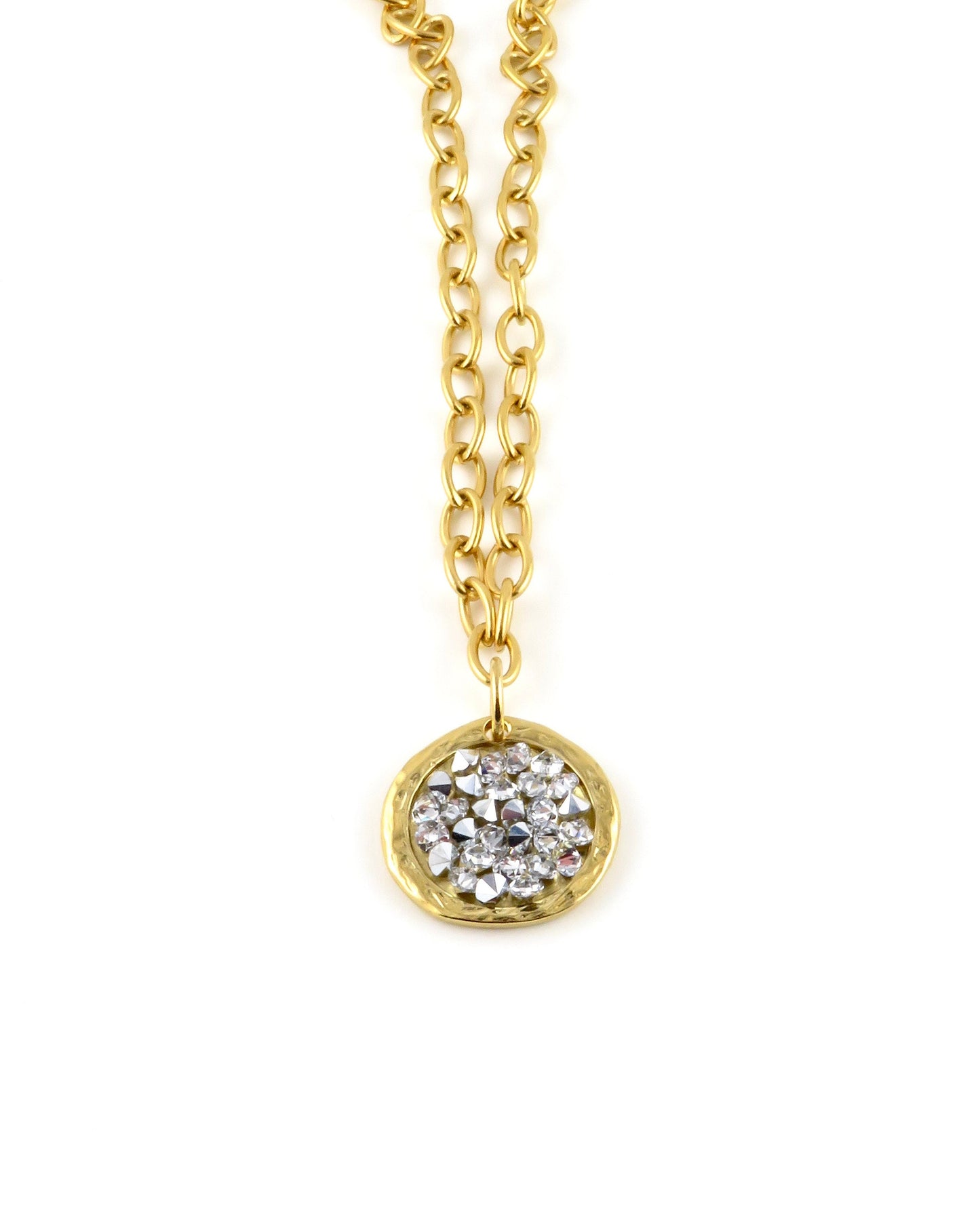 Gold Sparkly Necklace | Multi Crystal Gold Necklace | Gold Silver Crystal Pendant | Multi Sparkles Gold Pendant | Shiny Crystals Necklace