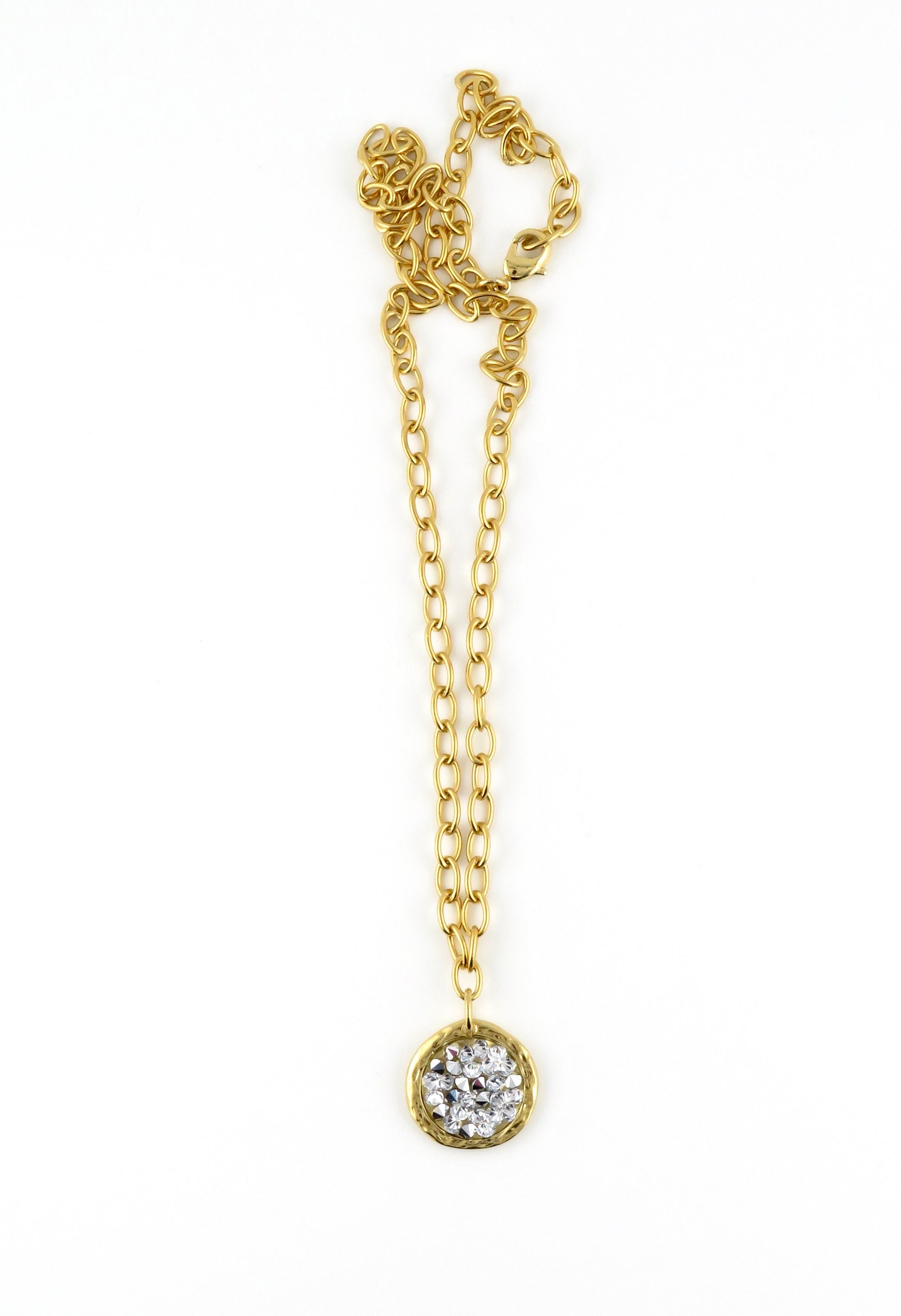 Gold Sparkly Necklace | Multi Crystal Gold Necklace | Gold Silver Crystal Pendant | Multi Sparkles Gold Pendant | Shiny Crystals Necklace