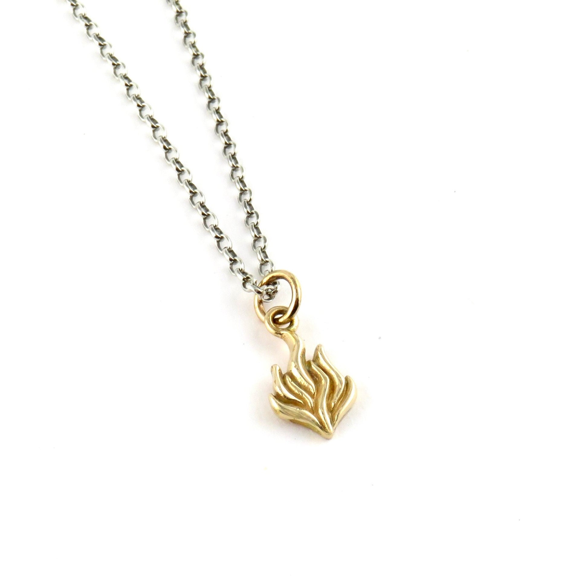 Bronze Flame Pendant | Bronze Fire Necklace | Gold Flames Pendant | Gold Fire Necklace | Fire Pendant | Fire Within