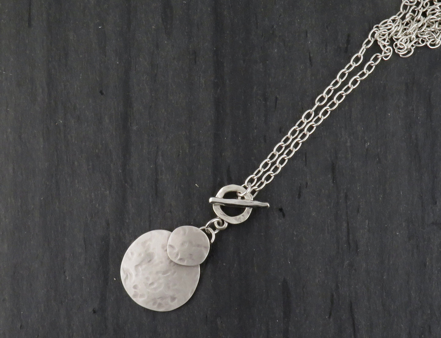 Hammered Silver Necklace | Brushed Silver Pendant | Boho Silver Circle Necklace | Chunky Silver Necklace