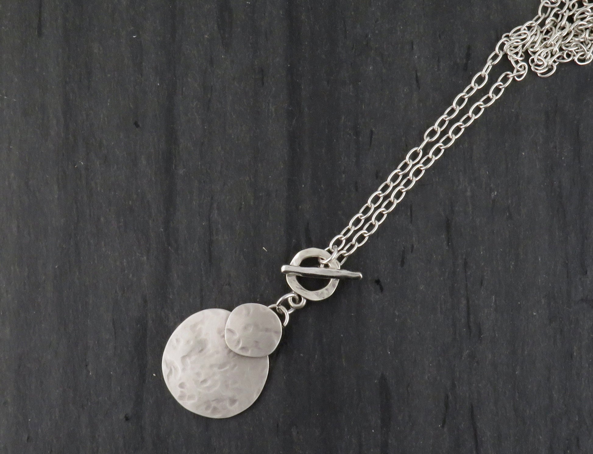 Hammered Silver Necklace | Brushed Silver Pendant | Boho Silver Circle Necklace | Chunky Silver Necklace
