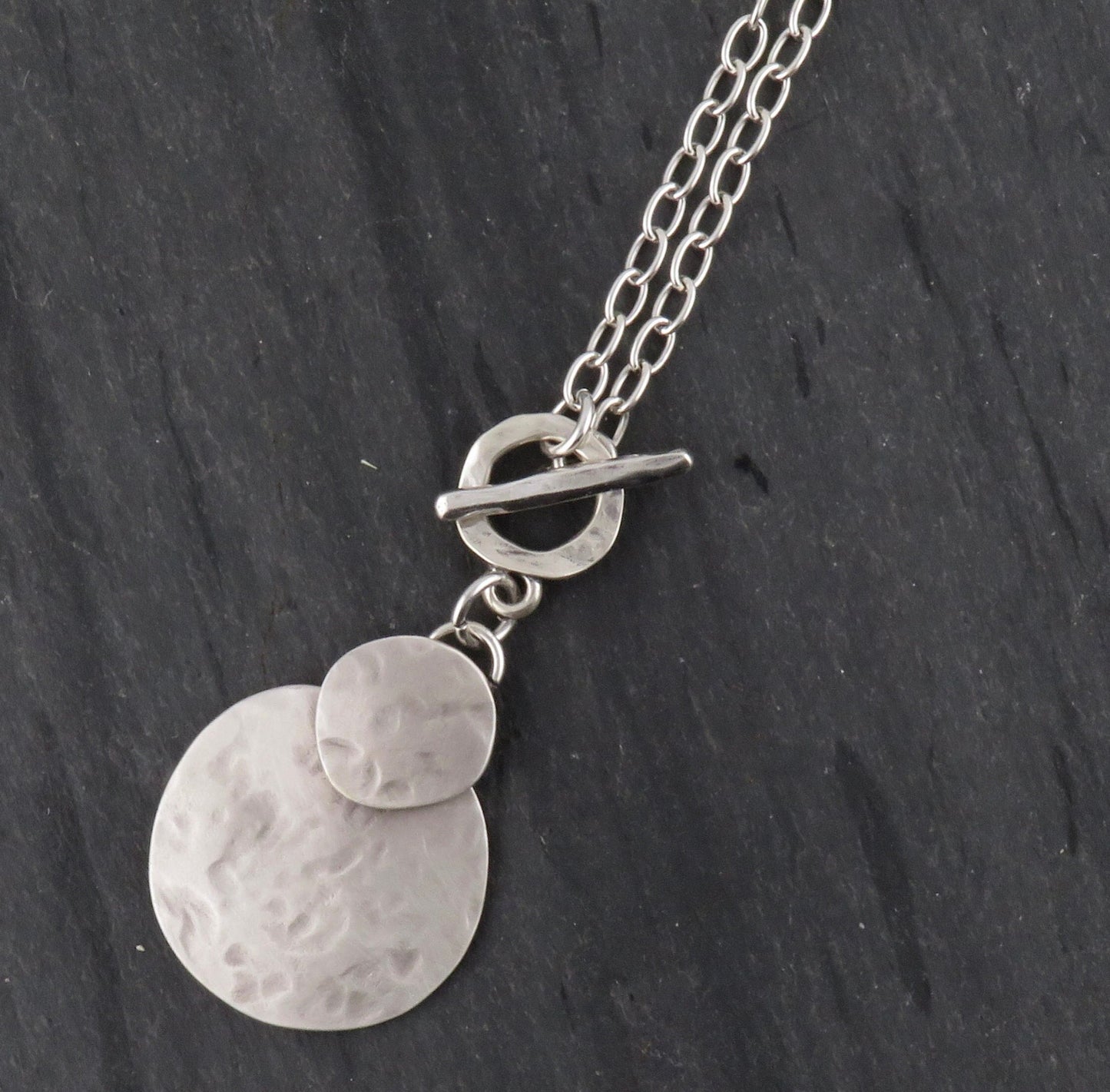 Hammered Silver Necklace | Brushed Silver Pendant | Boho Silver Circle Necklace | Chunky Silver Necklace