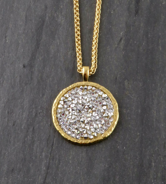 Gold Sparkly Necklace | Multi Crystal Gold Necklace | Gold and Silver Crystal Pendant | Multi Sparkles Gold Pendant | Statement necklace