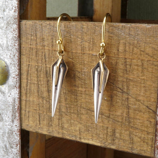 Two Tone Spike Earrings | Gold Silver Spikes | Mixed Metal Earrings | Sterling Spike Earrings | Two Tone Sterling Earrings | Clawed Earrings
