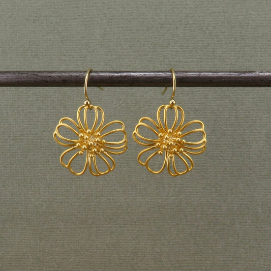 Gold Flower Earrings | Wire Flower Earrings | Lightweight Flower Earrings | Gold Daisy Earrings | Earrings
