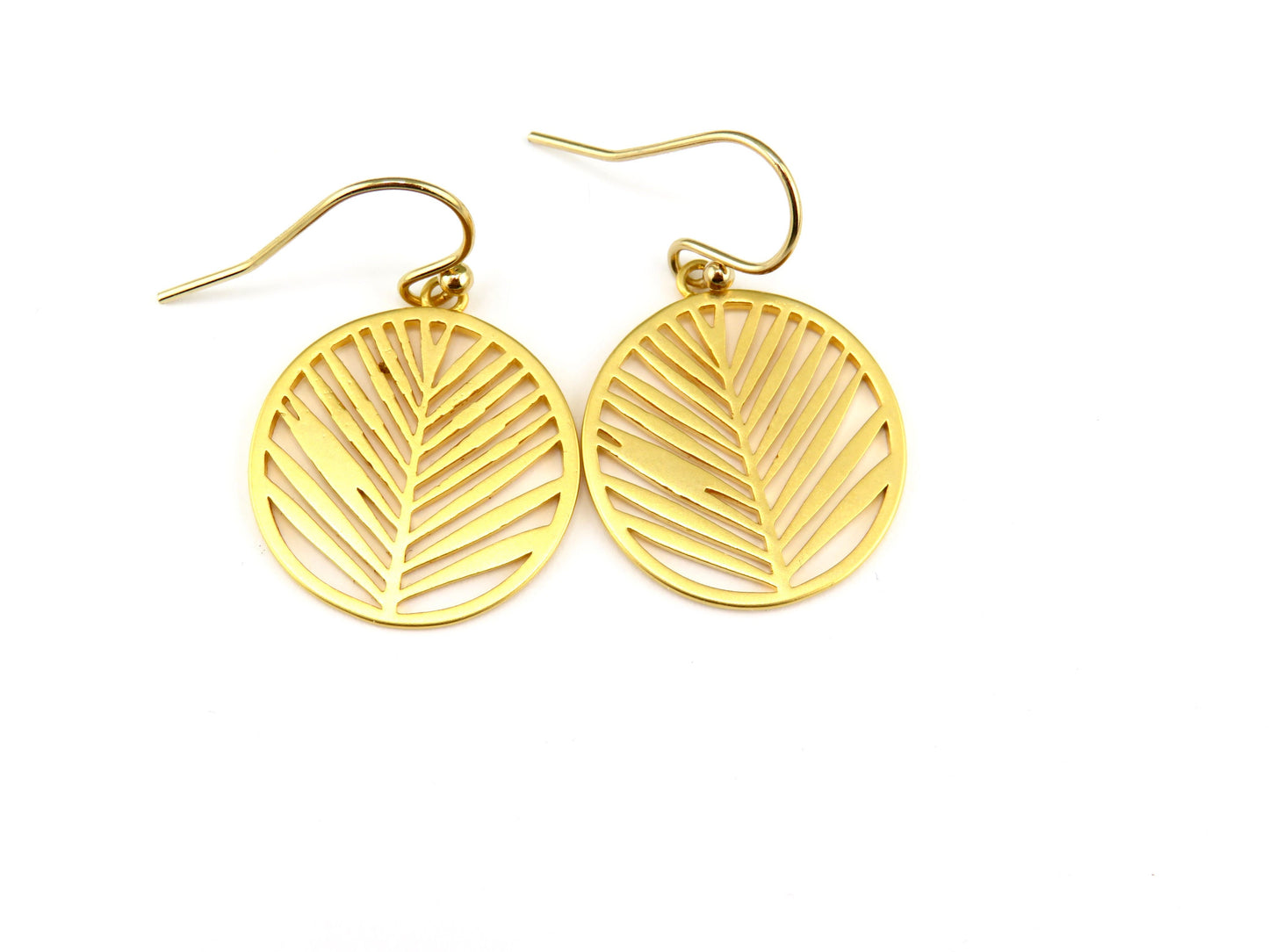 Gold Leaf Earrings | Lightweight Gold Earrings | Gold Laser Cut Leaf Earrings | Hanging Leaves Earrings | Open Nature Earrings