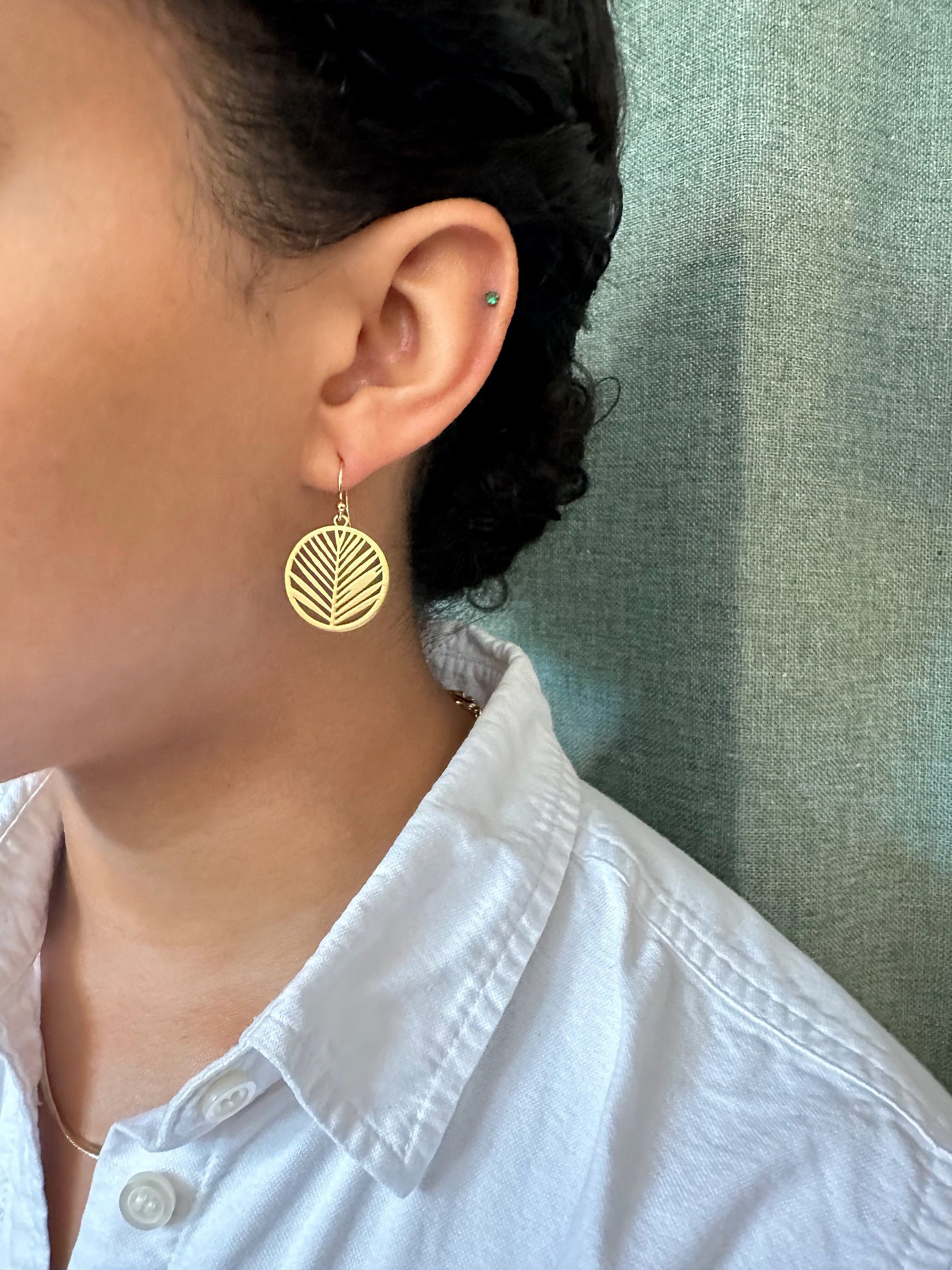 Gold Leaf Earrings | Lightweight Gold Earrings | Gold Laser Cut Leaf Earrings | Hanging Leaves Earrings | Open Nature Earrings