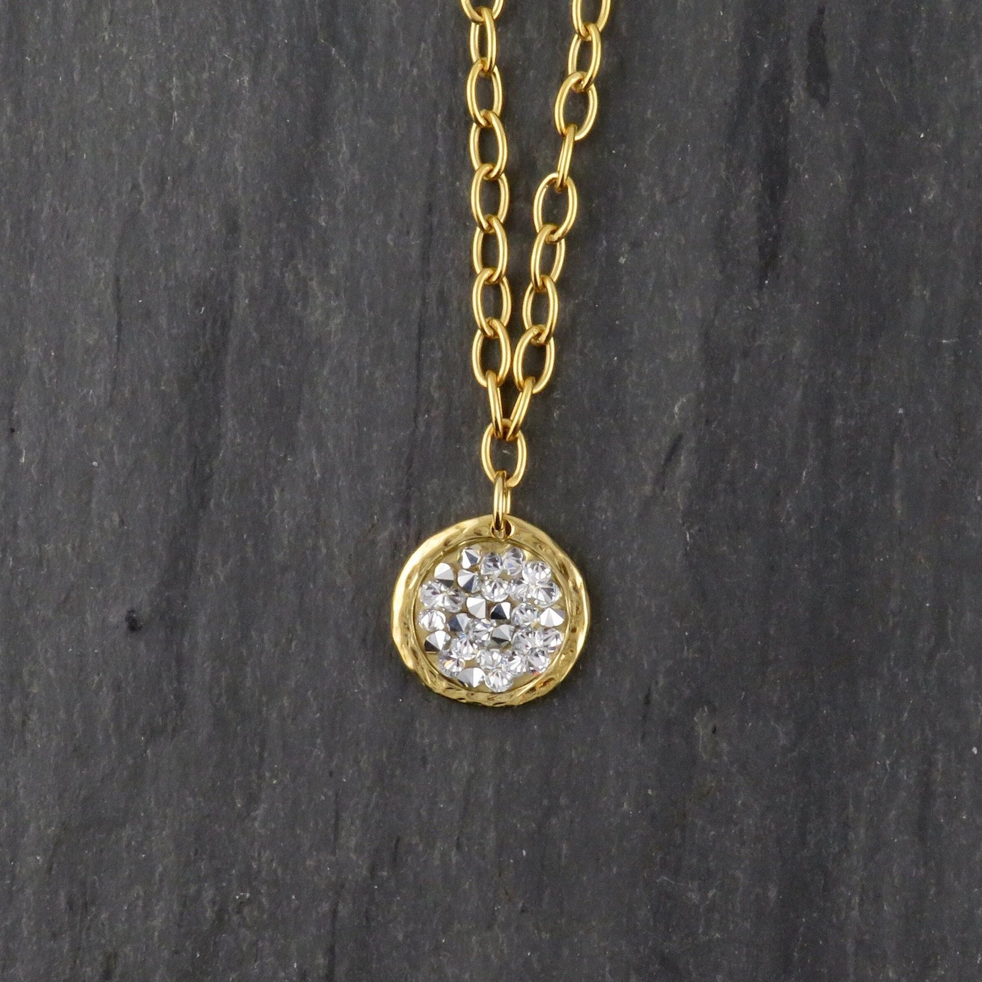 Gold Sparkly Necklace | Multi Crystal Gold Necklace | Gold Silver Crystal Pendant | Multi Sparkles Gold Pendant | Shiny Crystals Necklace