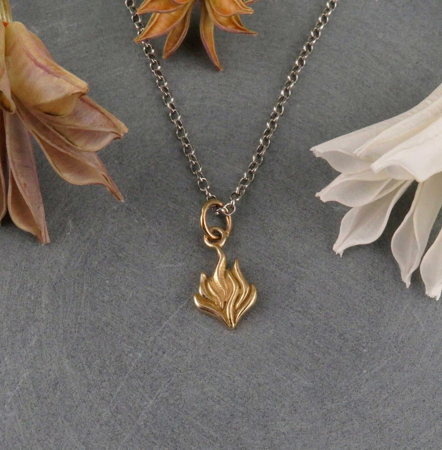 Bronze Flame Pendant | Bronze Fire Necklace | Gold Flames Pendant | Gold Fire Necklace | Fire Pendant | Fire Within